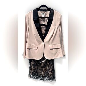 MM Tailored Tuxedo Suit w/Shawl Collar In Blush Pink with Black Accents 16W EUC